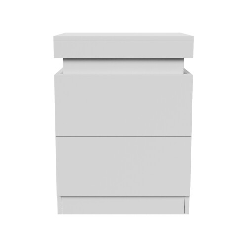 ELECWISH (White) LED Bedside Table 2 Drawers Cabinet with Charging 2