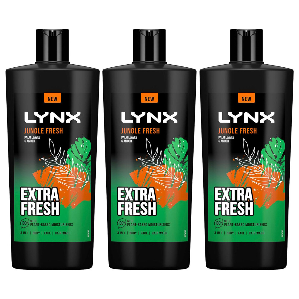 Lynx 3in1 Body, Face & Hair Wash Shower Gel 700ml, 3pk