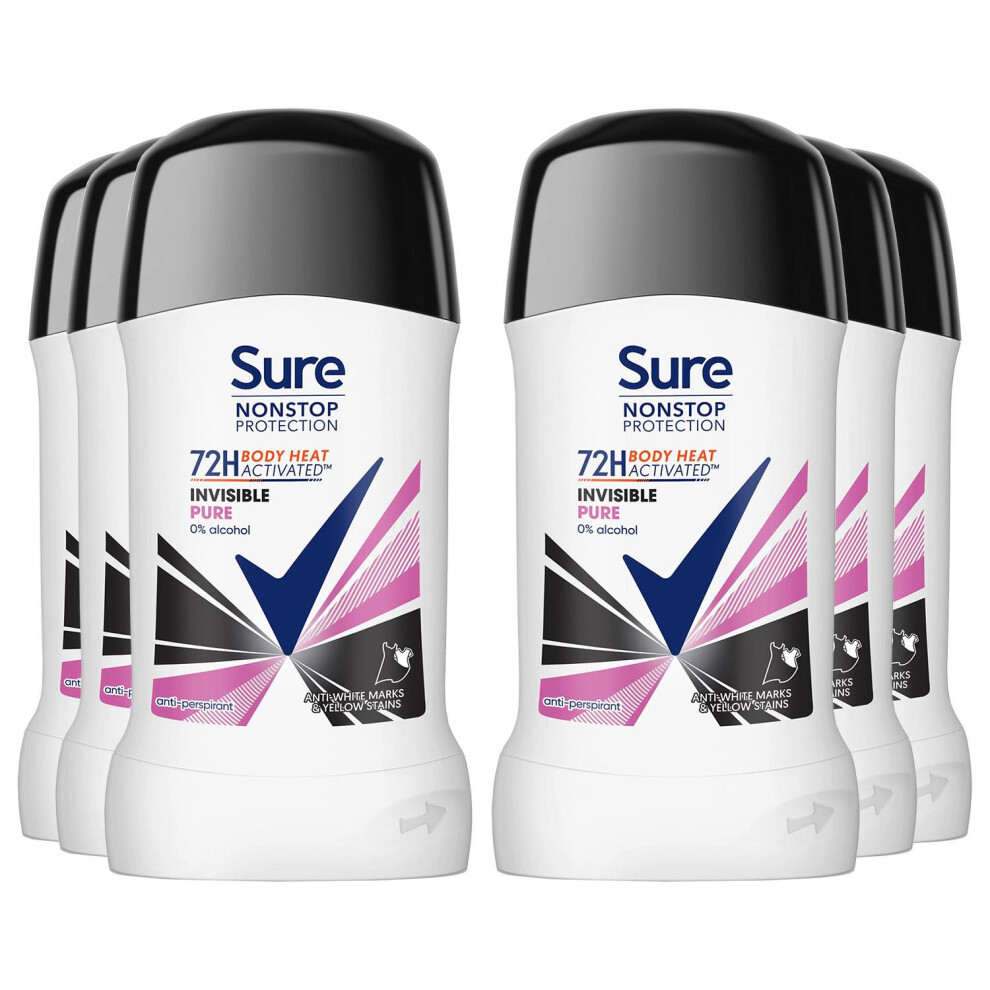 Sure Women Invisible Pure Antiperspirant Stick 72H Nonstop Protection, 12x50ml - Image 7