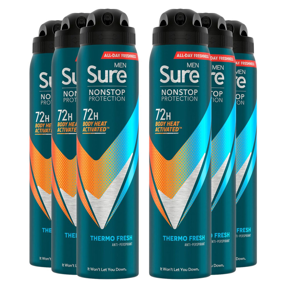 Sure Men 'Antiperspirant' 72H Protection Thermo Fresh Deodorant, 3x250ml in White - Image 3