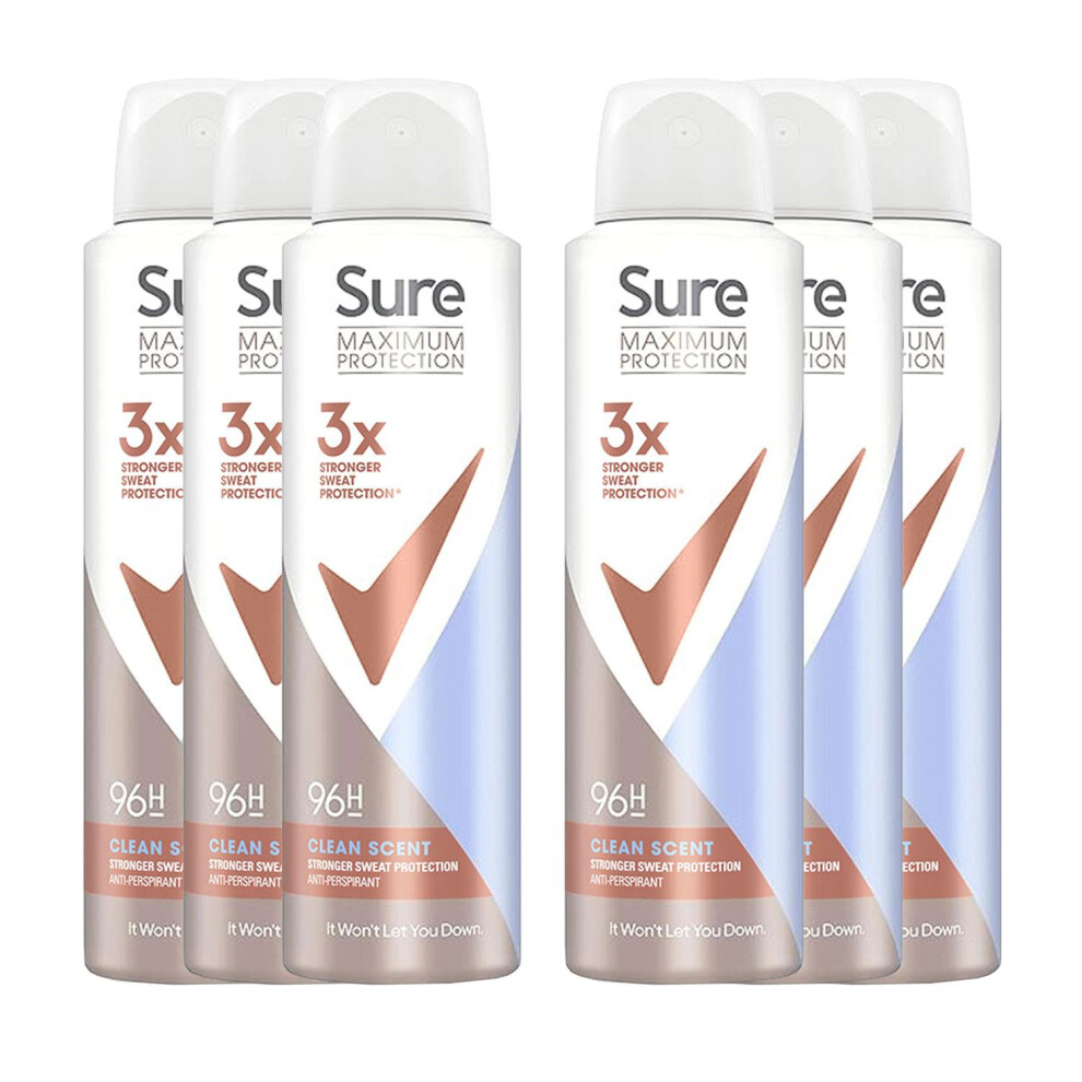 Sure Anti-Perspirant Deodorant Clean Scent 150Ml, 6 Pack