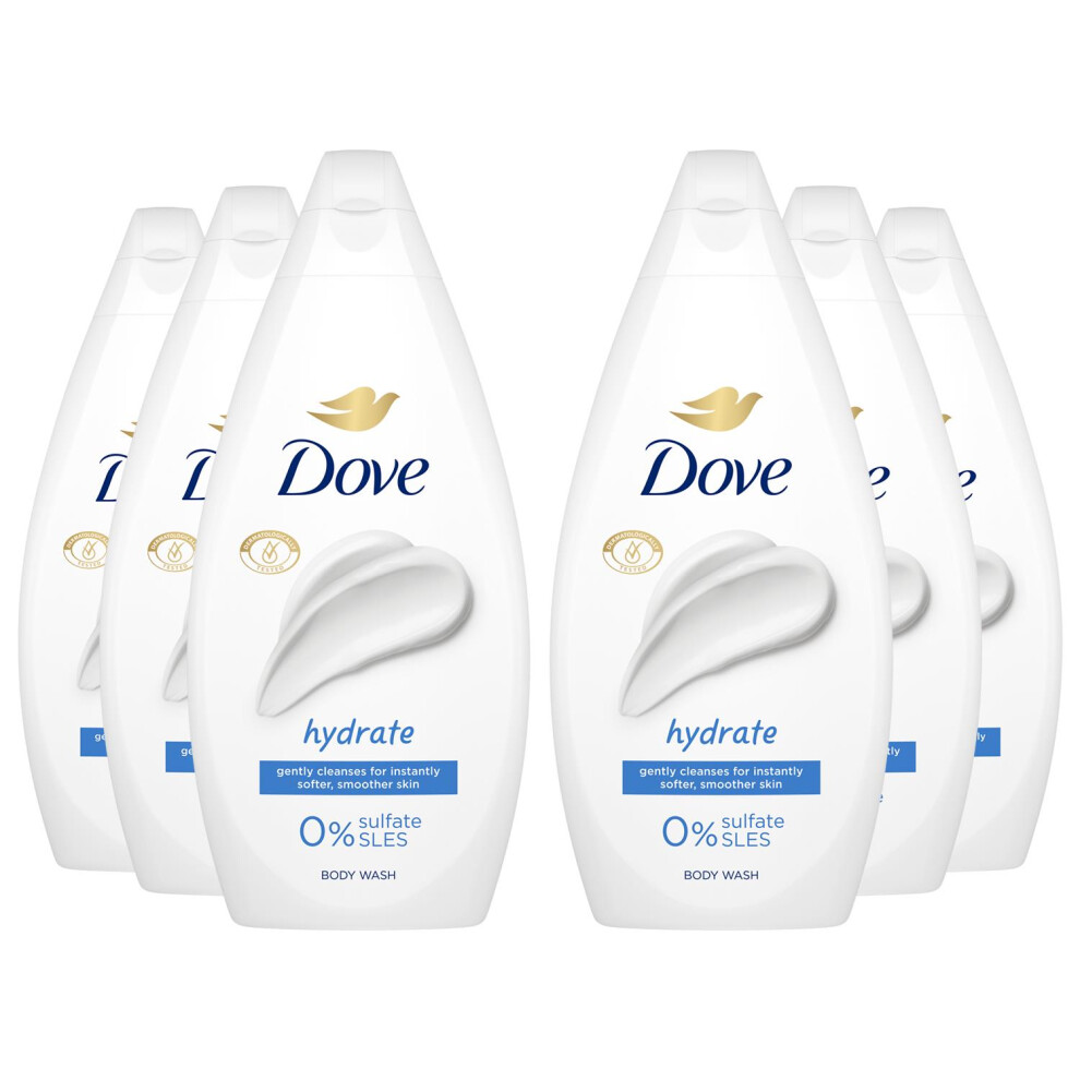 Dove Hydrate Body Wash 0% Sulfate Sles 450Ml, 6 Pack
