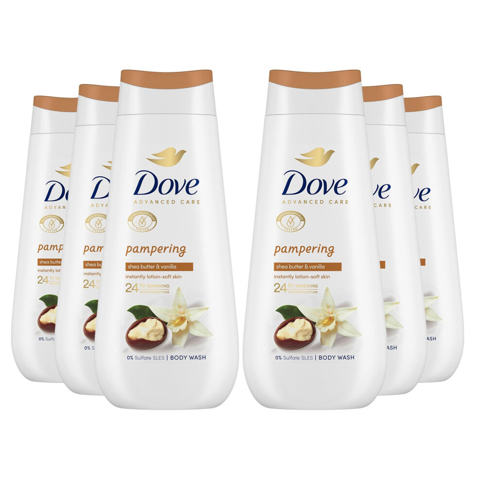 Dove Advanced Care Body Wash Pampering 24Hrs 225ml, 6pk