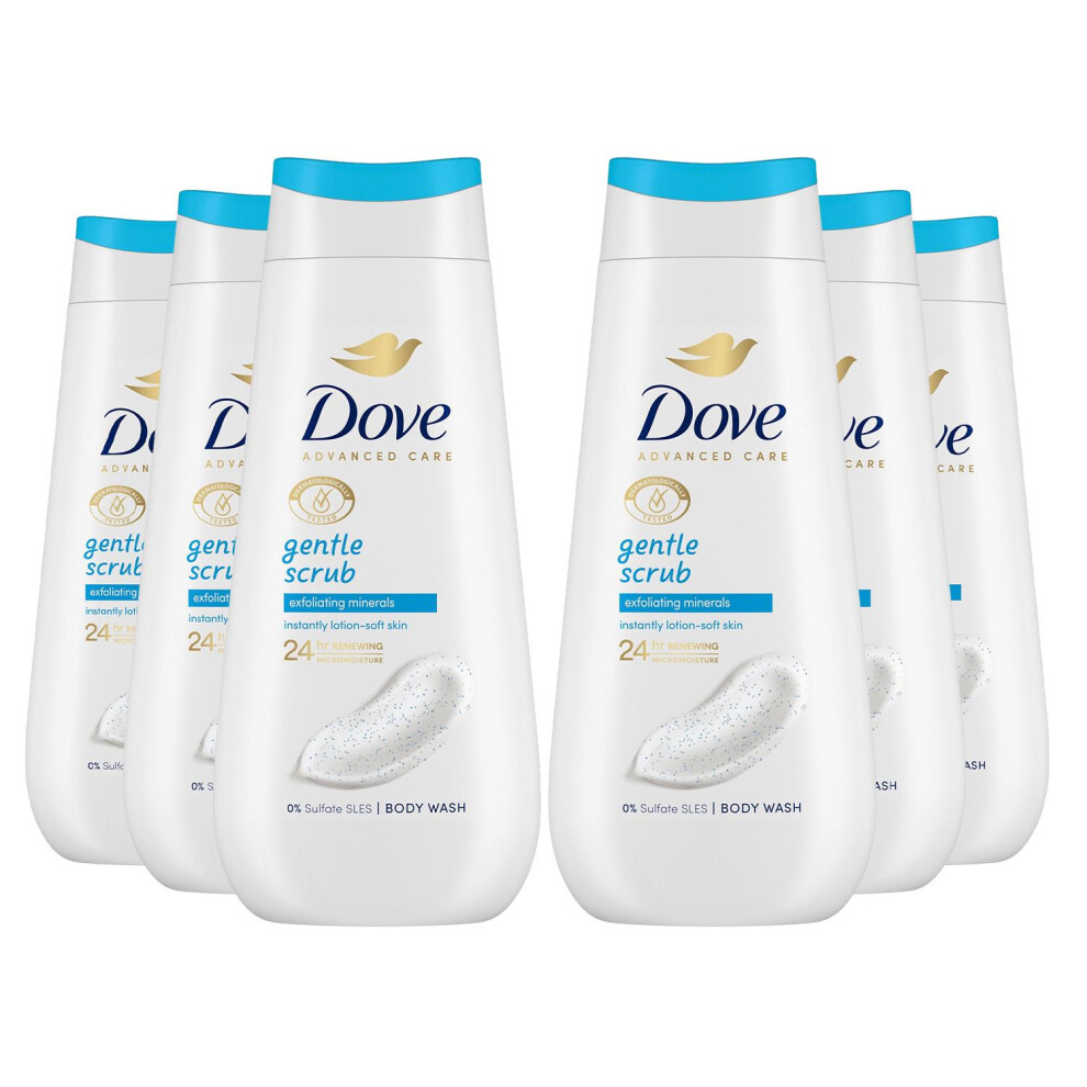 Dove Advanced Care Body Wash Gentle Scrub 225ml, 6pk