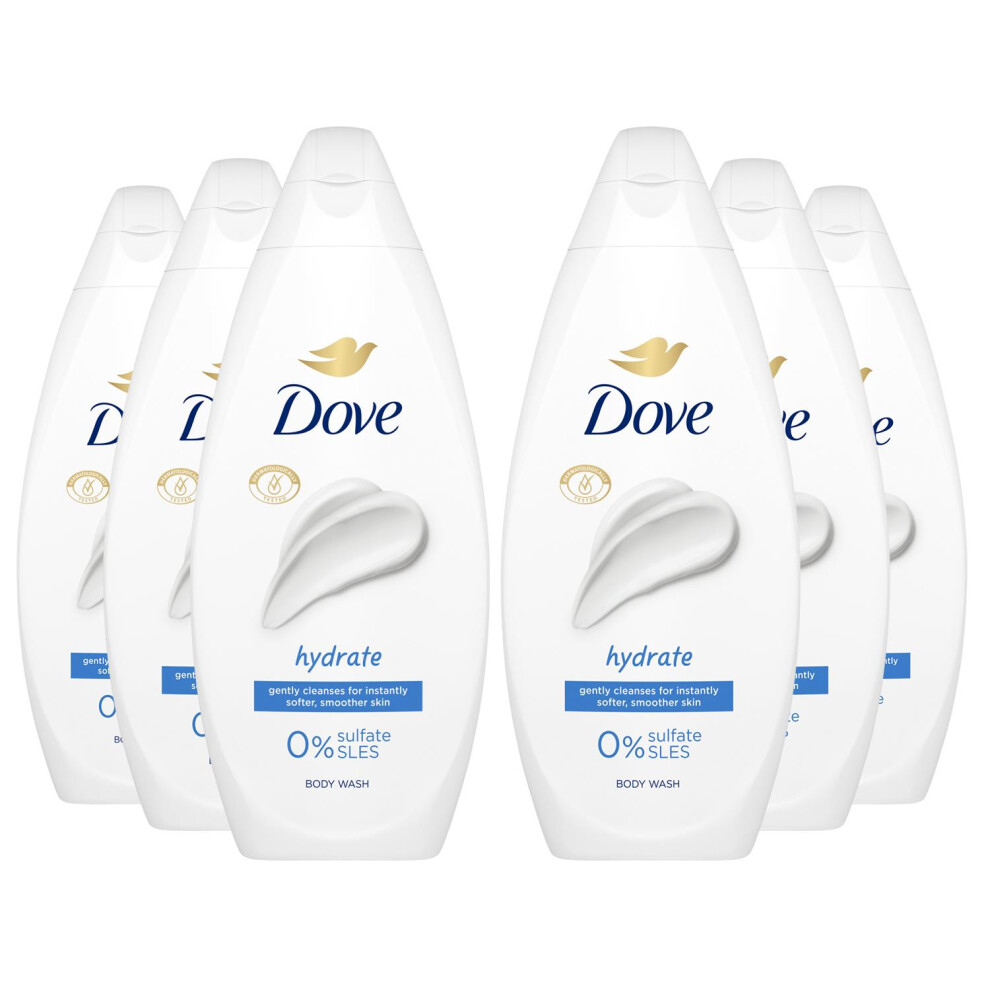 Dove Hydrate Body Wash 0% Sulfate SLES 225ml, 6 Pack