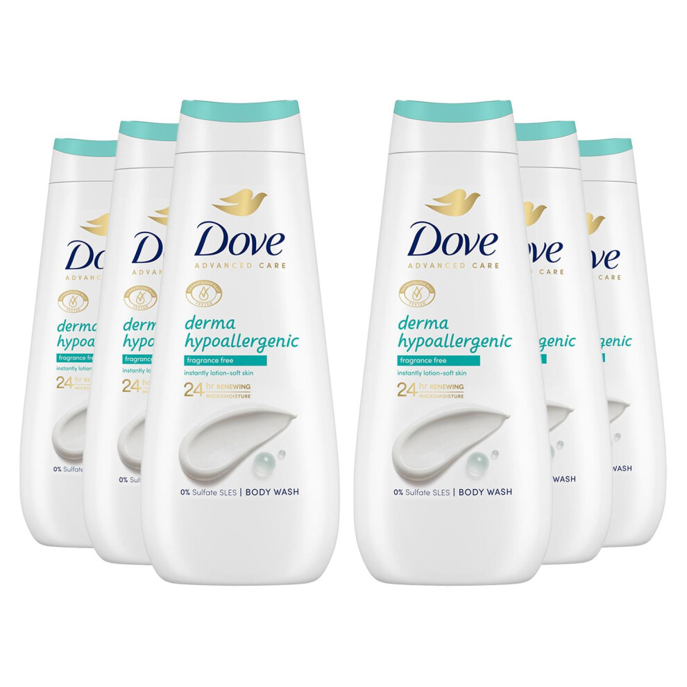 Dove Advanced Care Body Wash Hypoallergenic, 6X400ml