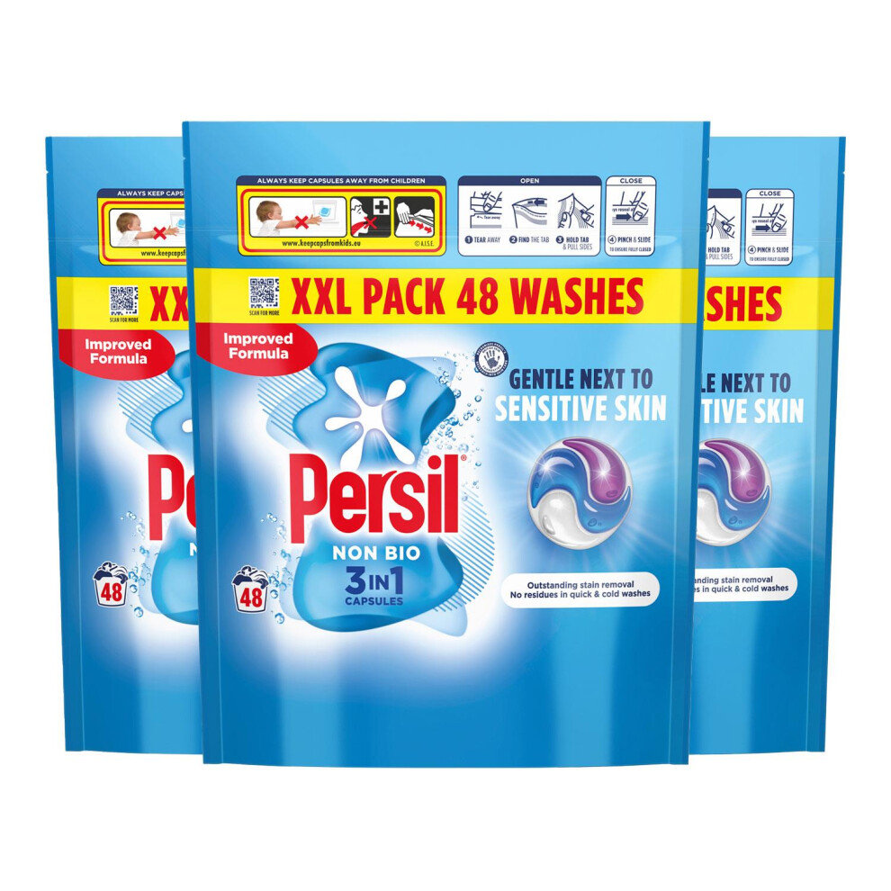 Persil XXL 3in-1 Washing Capsules Non Bio Gentle 48W, 3pk