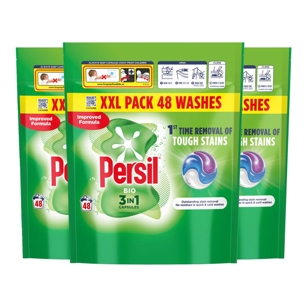 Persil XXL 3 in 1 Washing Capsules Bio 48 Washes, 3 Pack