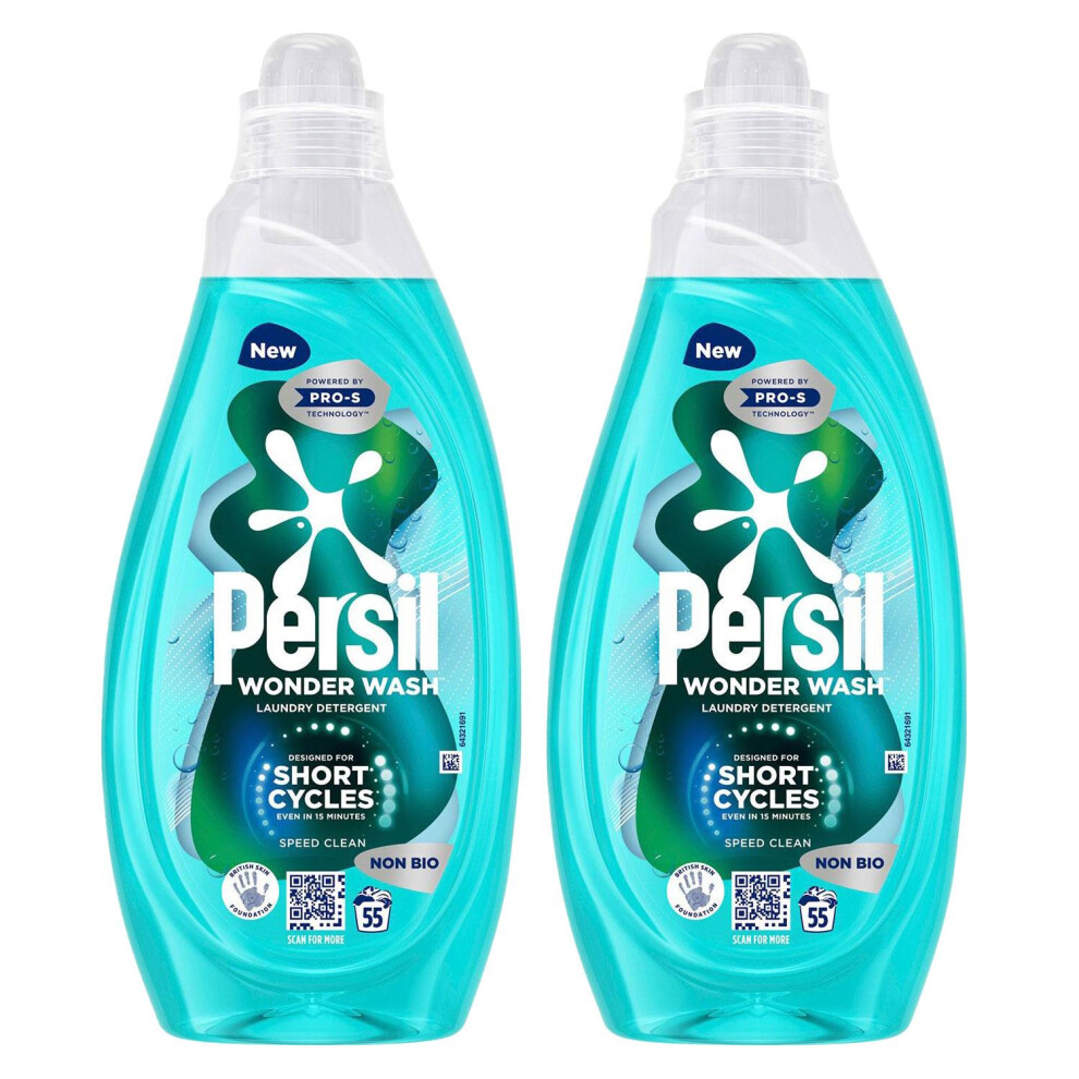 Persil Wonder Wash Non Bio Speed Clean Liquid Laundry Detergent 55 Washes 1.485L 5 Pack - Image 3