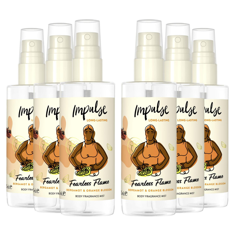 Impulse Body Mist Fearless Flame with Bergamot 100ml, 6pk