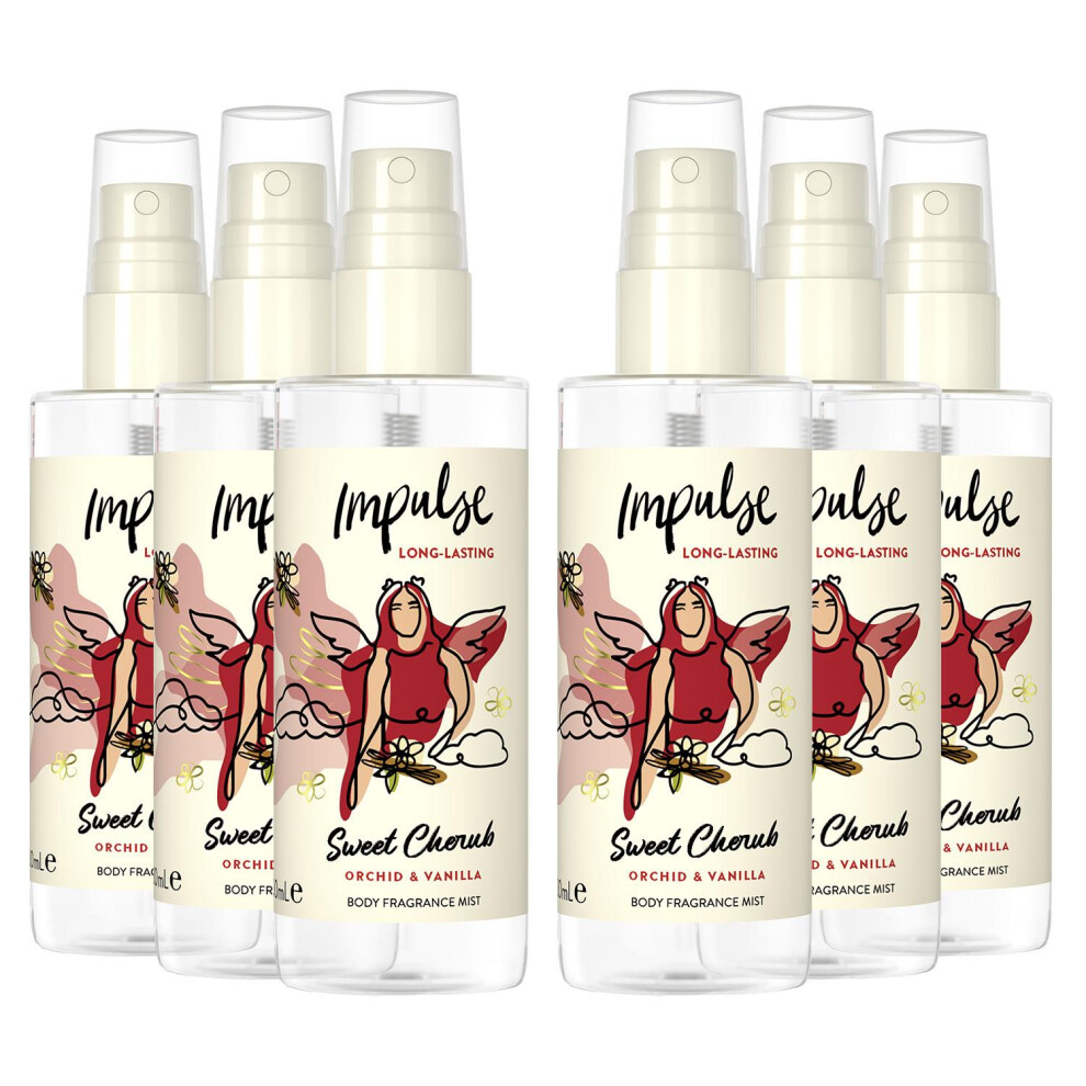 Impulse Body Mist Sweet Cherub with Orchid 100ml, 6 Pack