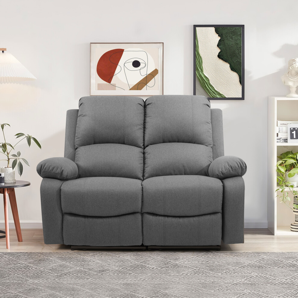 (Light Grey, 2 Seater Sofa Only) Fabric Electric Recliner Sofa Suite 3 Seater 2 Seater Sofa Chair Light Or Dark Grey