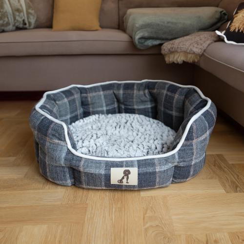 AllPetSolutions Alfie Check Soft Dog Bed  - Size Large 75x55x23cm 2