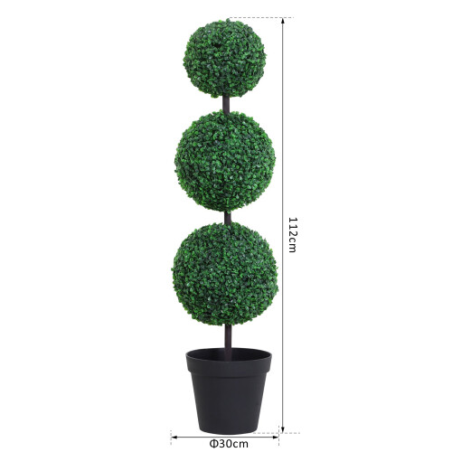 Outsunny Outsunny 2 PCS Artificial Boxwood Three Balls Tree Decorative  Plant Leaves 1