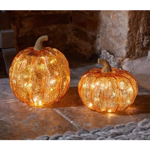 (Small ) Light Up LED Pumpkin Halloween Ornament  2 Designs