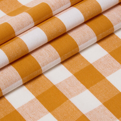 Homescapes (Orange) Cotton Block Check Gingham Fabric 150cm Wide 2