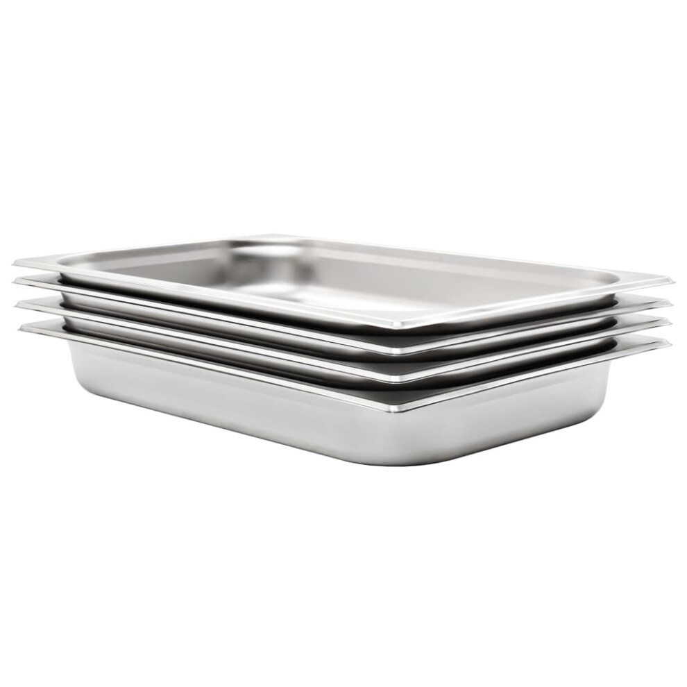 Vidaxl (530 X 325 X 65 Mm) 4X Gastronorm Containers Gn 1/1 Stainless Stackable Tray Multi Sizes