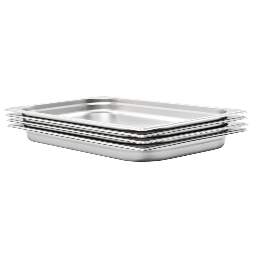 Vidaxl (530 X 325 X 40 Mm) 4X Gastronorm Containers Gn 1/1 Stainless Stackable Tray Multi Sizes