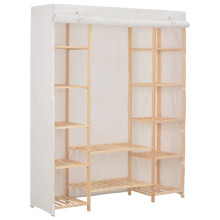 (white) vidaXL Wardrobe Fabric Clothes Storage Cabinet Organiser Shelves Grey/White
