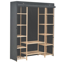 (grey) vidaXL Wardrobe Fabric Clothes Storage Cabinet Organiser Shelves Grey/White