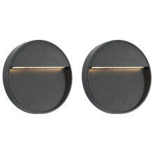 (round) vidaXL Outdoor LED Wall Lights Garden Lighting Pathway Lamp 3W Black 2 pcs