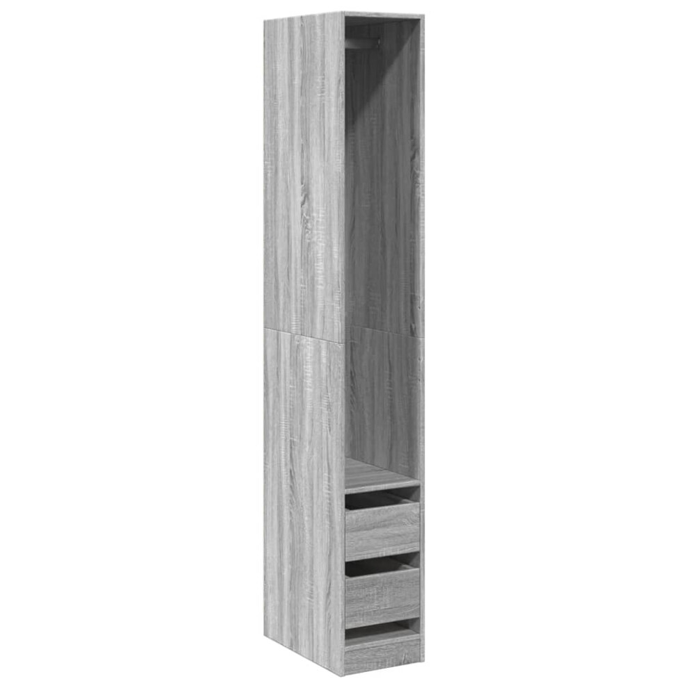 (grey sonoma, 30 x 50 x 200 cm/ 2 drawers piece) vidaXL Wardrobe Clothing Storage Hanger Clothes Cabinet Closet Engineered Wood