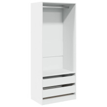(white, 80 x 50 x 200 cm/ 2 drawers piece) vidaXL Wardrobe Clothing Storage Hanger Clothes Cabinet Closet Engineered Wood