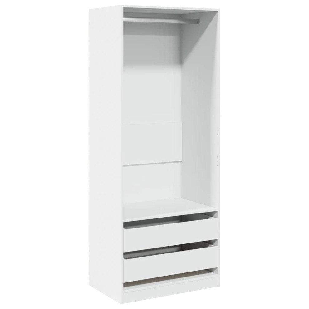 Vidaxl (White, 80 X 50 X 200 Cm/ 2 Drawers Piece) Wardrobe Clothing Storage Hanger Clothes Cabinet Closet Engineered Wood