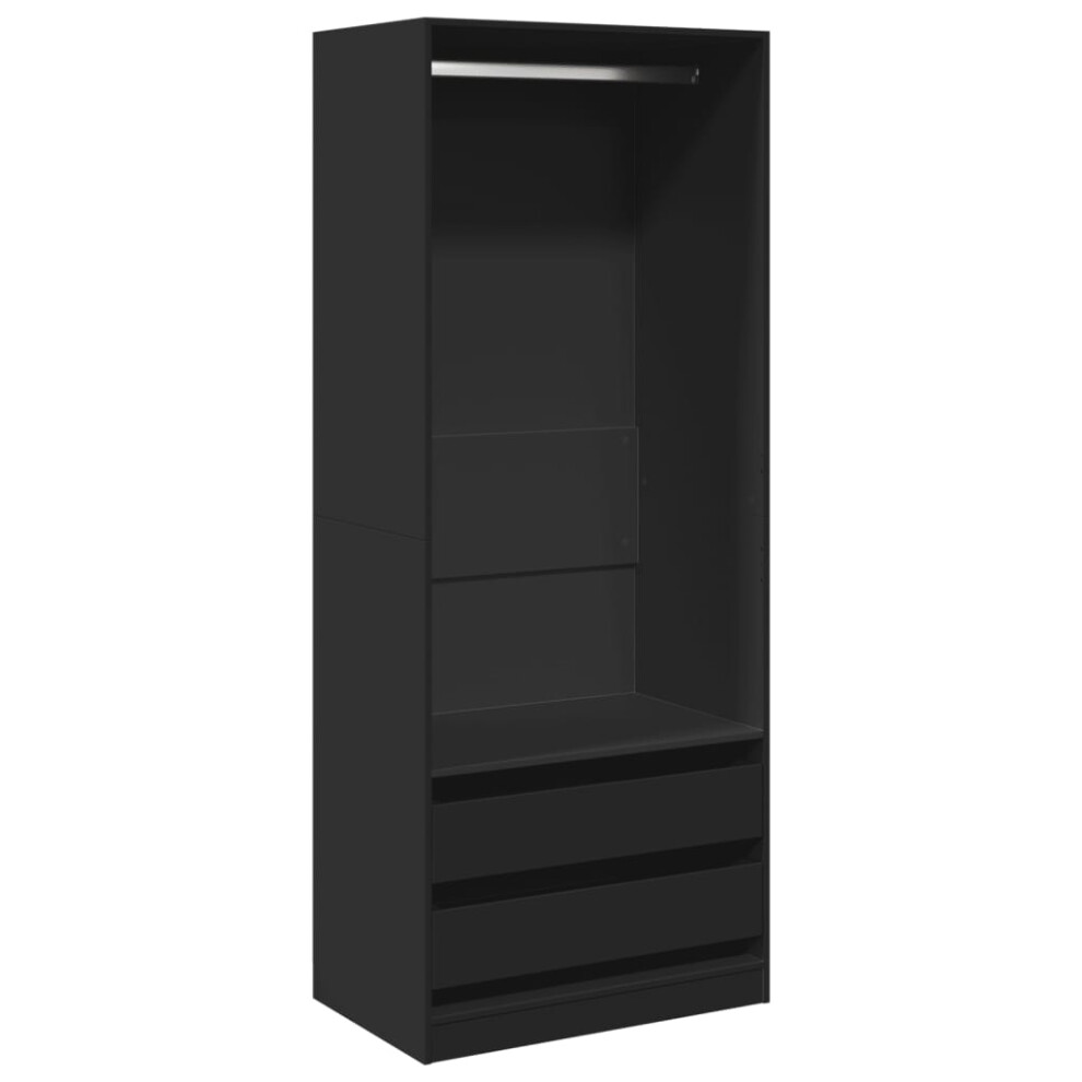 (black, 80 x 50 x 200 cm/ 2 drawers piece) vidaXL Wardrobe Clothing Storage Hanger Clothes Cabinet Closet Engineered Wood