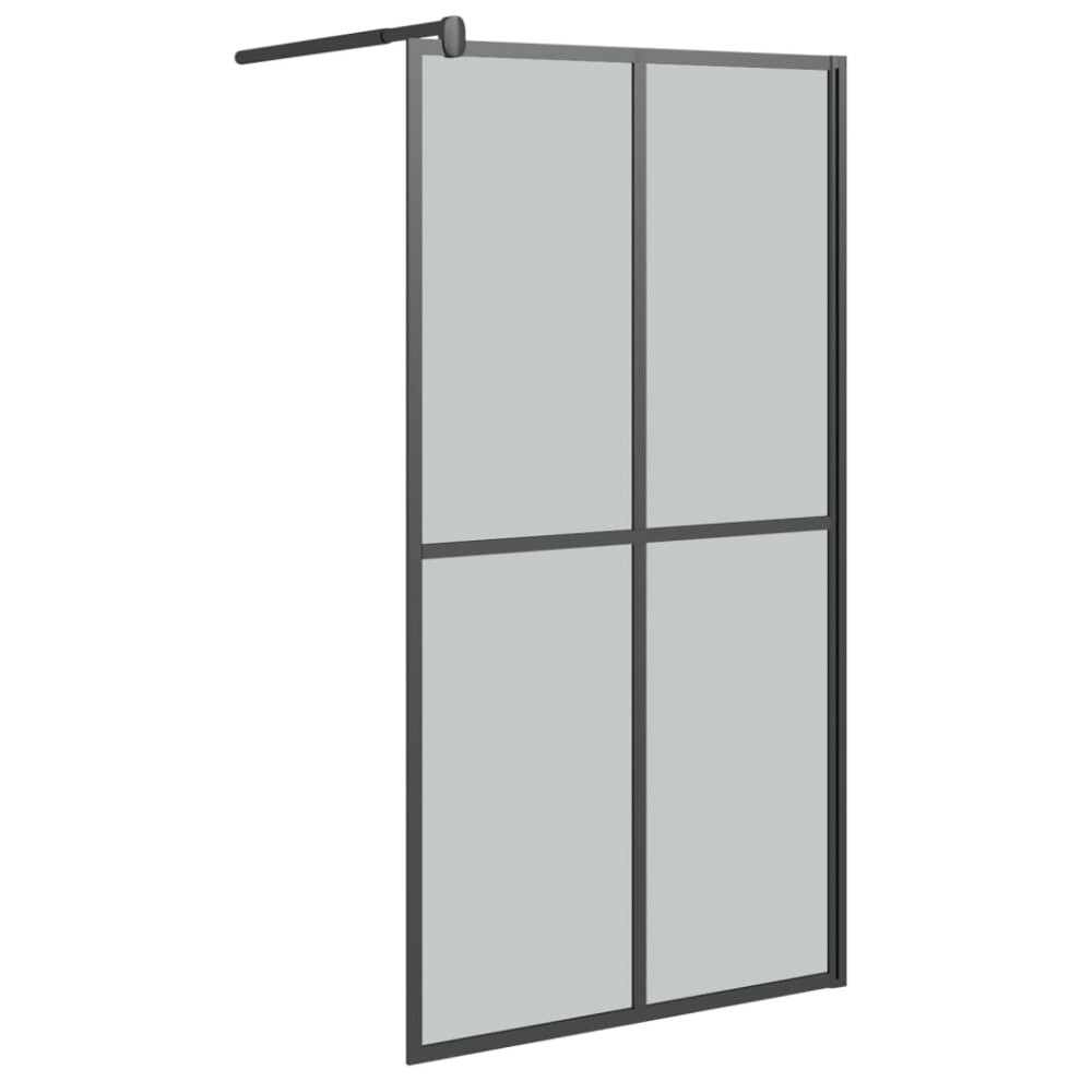 Vidaxl (Black, 100 X 195 Cm) Walk-In Shower Wall With Esg Glass Bathroom Screen Shower Partition