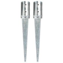 (8 x 61 cm/ 2 pcs) vidaXL 2/6x Ground Spike Silver Galvanised Steel Soil Arch Spear Multi Sizes