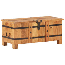 (dark brown) vidaXL Chest Storage Trunk Box Hall Bench Cabinet Organiser Solid Acacia Wood