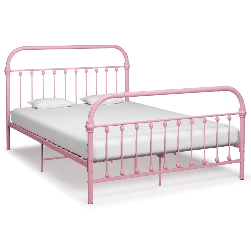Vidaxl (Pink, 140 X 200 Cm) Bed Frame Metal Light Solid Bedroom Furniture Multi Colours Multi Sizes