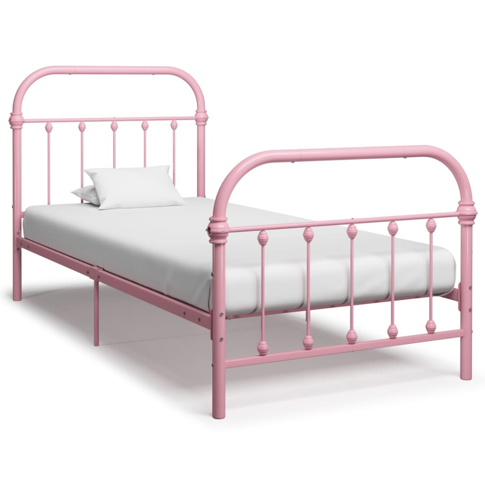 Vidaxl (Pink, 90 X 200 Cm) Bed Frame Metal Light Solid Bedroom Furniture Multi Colours Multi Sizes