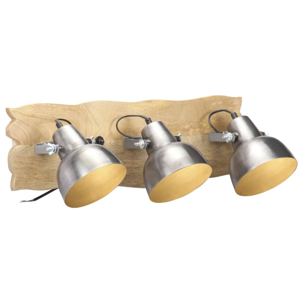 (silver) vidaXL 1/3x Mango Wood Industrial Wall Lamp Wall Mounted Light Silver/Brass