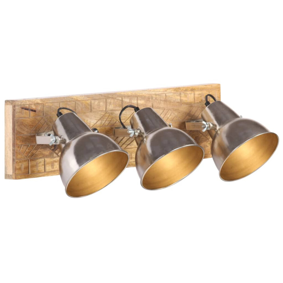 (brass) vidaXL 1/3x Mango Wood Industrial Wall Lamp Wall Mounted Light Silver/Brass