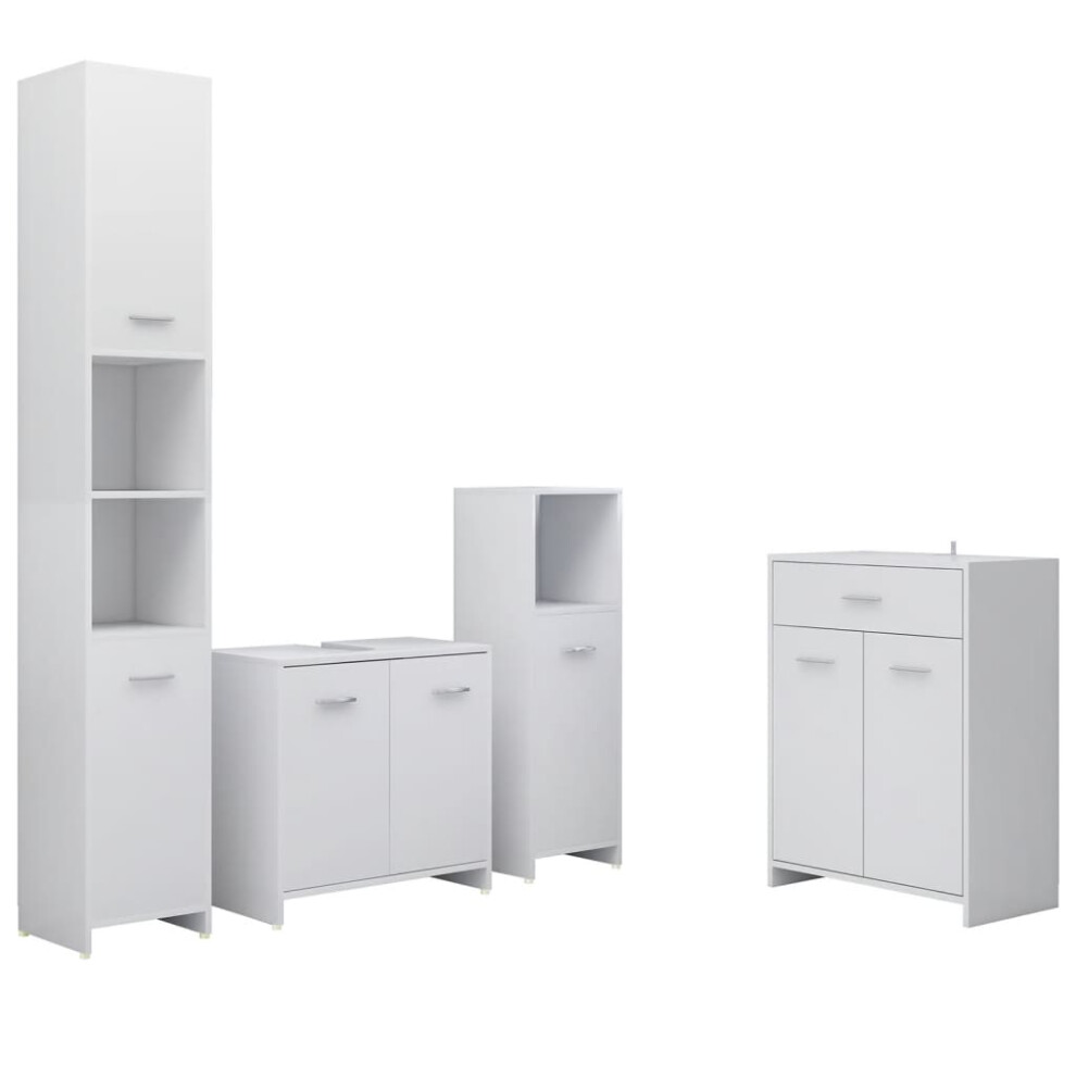 (white) vidaXL Bathroom Furniture Set 4 Piece Storage Cabinet Cupboard Multi Colours