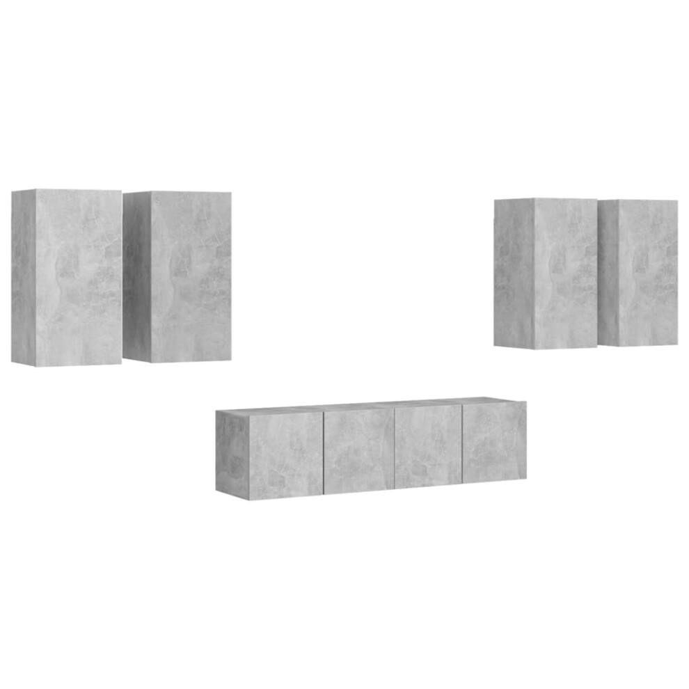 Photos - Mount/Stand VidaXL   TV Cabinet Set 6 Piece Chipboard TV Cabinet Multi Colours Multi Sizes (concrete grey)