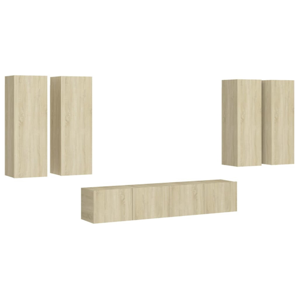 Vidaxl (Sonoma Oak) Tv Cabinet Set 6 Piece Chipboard Tv Cabinet Multi Colours Multi Sizes