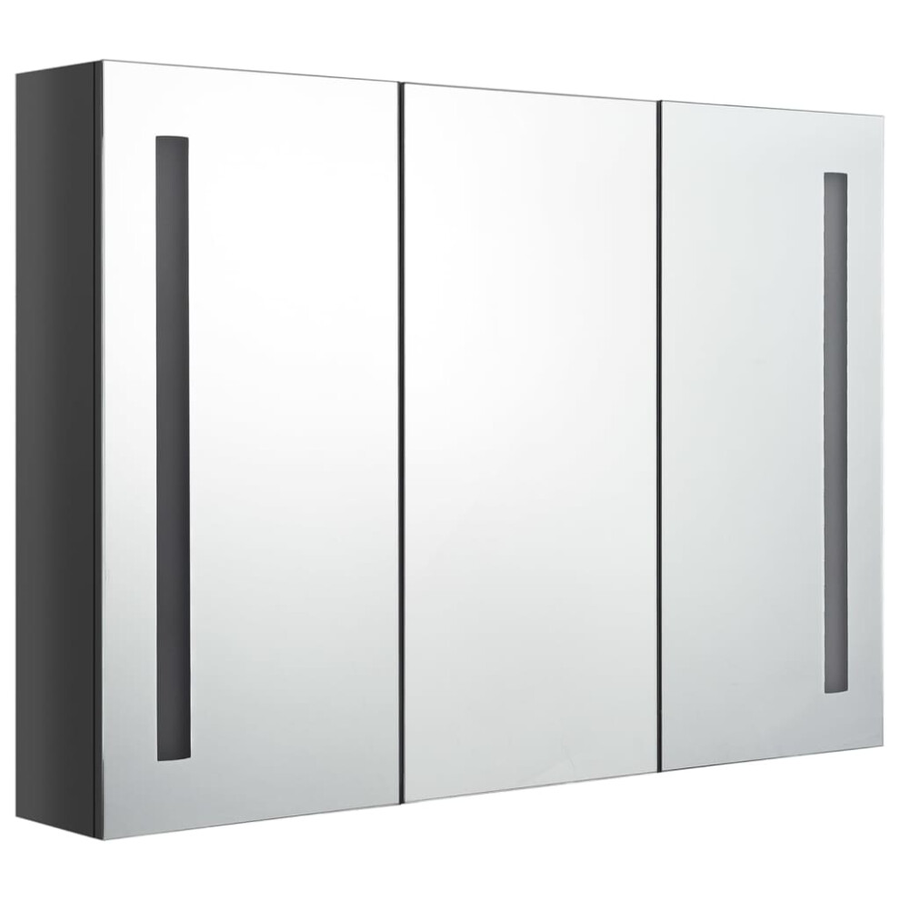 Vidaxl (Shining Grey, 89 X 14 X 62 Cm) Led Bathroom Mirror Cabinet Washroom Wall Cabinet Storage Vanity Unit