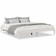 (white, 200 x 210 cm) vidaXL Bed Frame Bedroom Wooden Bed Base Mattress Foundation Solid Pinewood