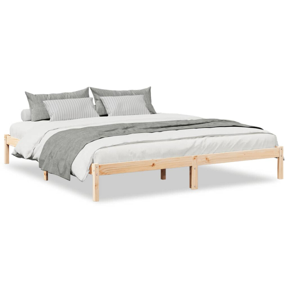 Vidaxl (Natural, 200 X 220 Cm) Bed Frame Bedroom Wooden Bed Base Mattress Foundation Solid Pinewood