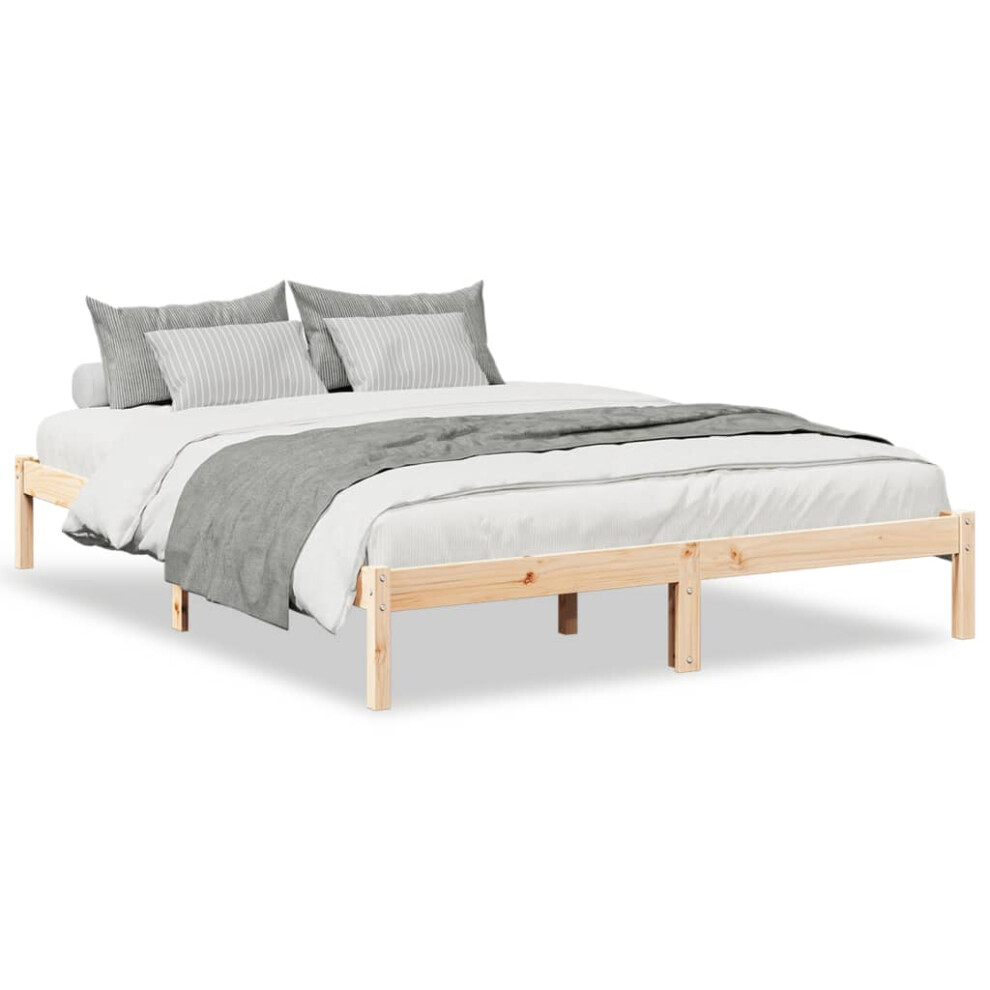 Vidaxl (Natural, 140 X 220 Cm) Bed Frame Bedroom Wooden Bed Base Mattress Foundation Solid Pinewood