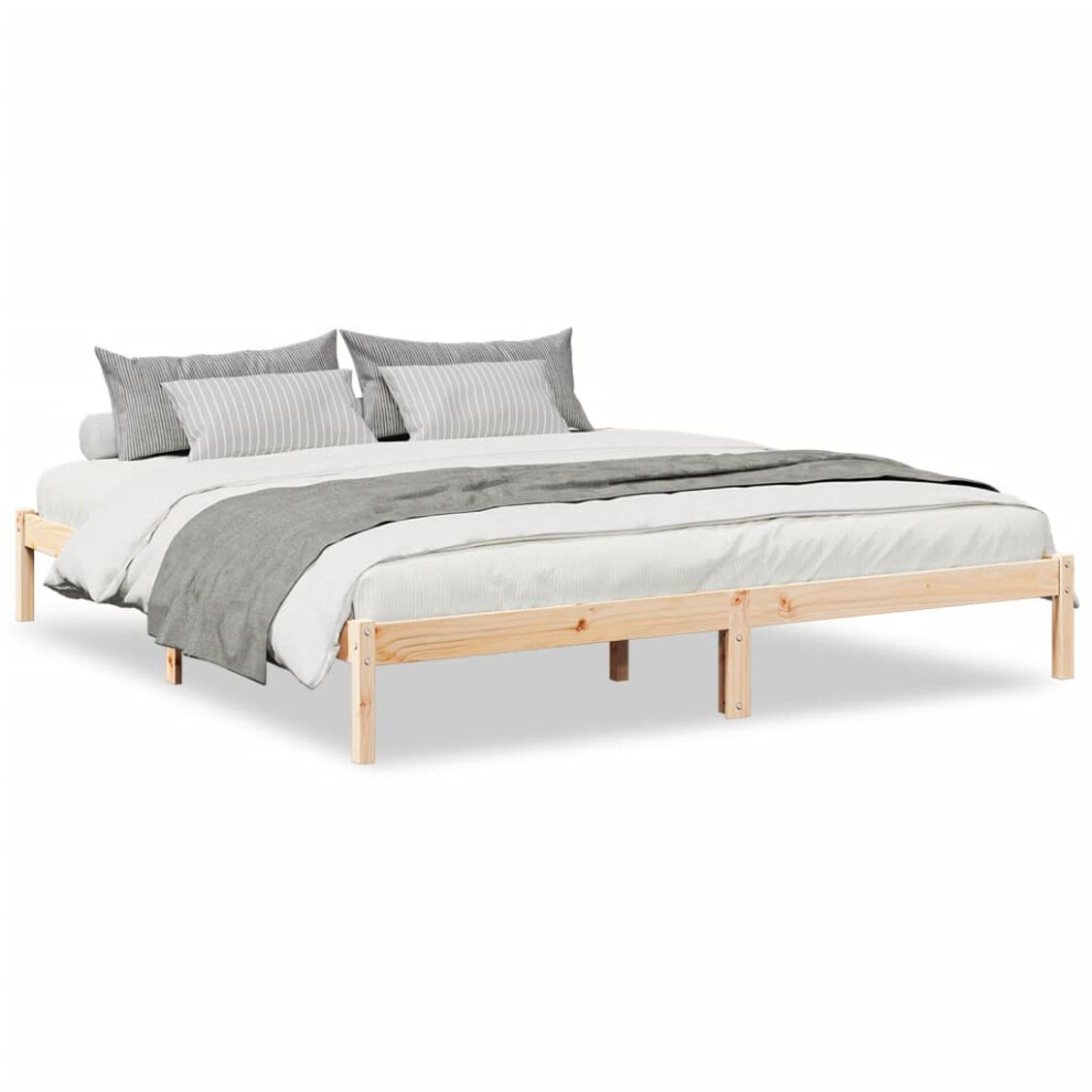 Vidaxl (Natural, 180 X 210 Cm) Bed Frame Bedroom Wooden Bed Base Mattress Foundation Solid Pinewood