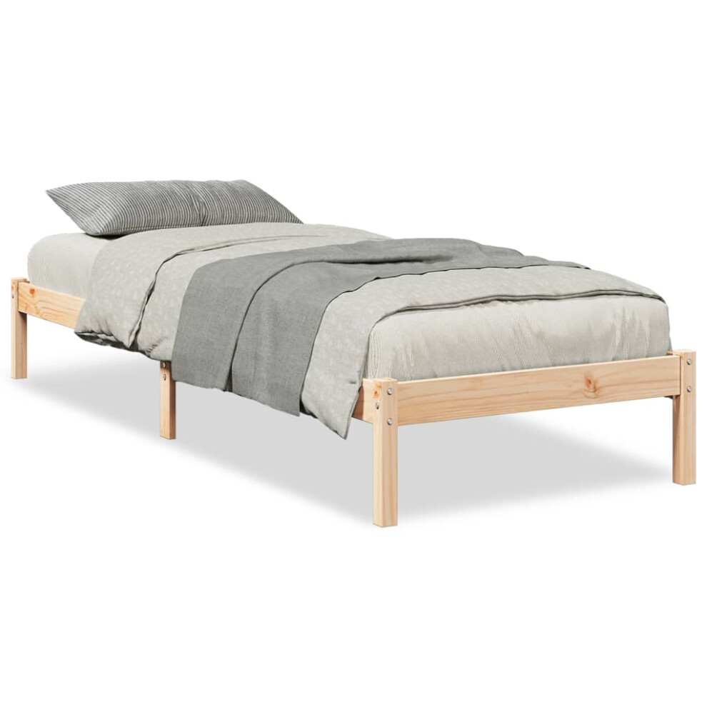 (natural, 90 x 220 cm) vidaXL Bed Frame Bedroom Wooden Bed Base Mattress Foundation Solid Pinewood