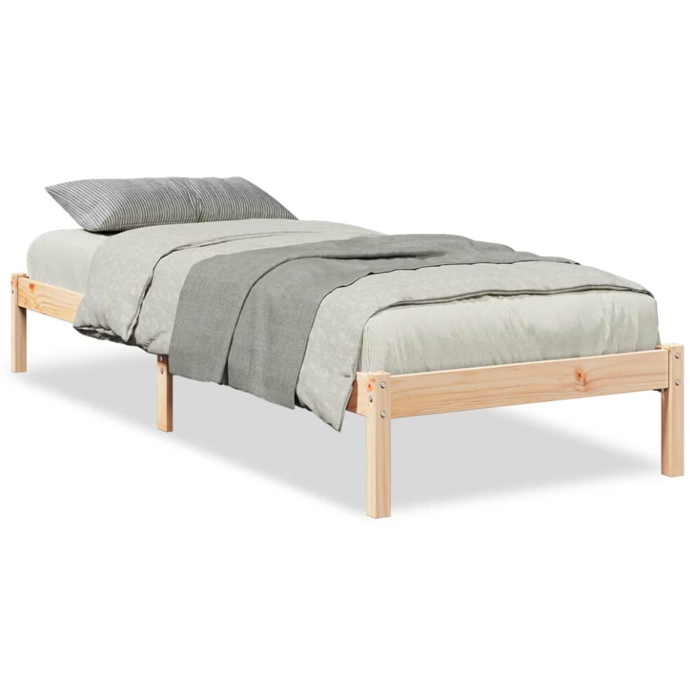 (natural, 90 x 210 cm) vidaXL Bed Frame Bedroom Wooden Bed Base Mattress Foundation Solid Pinewood