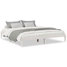 (white, 200 x 220 cm) vidaXL Bed Frame Bedroom Wooden Bed Base Mattress Foundation Solid Pinewood