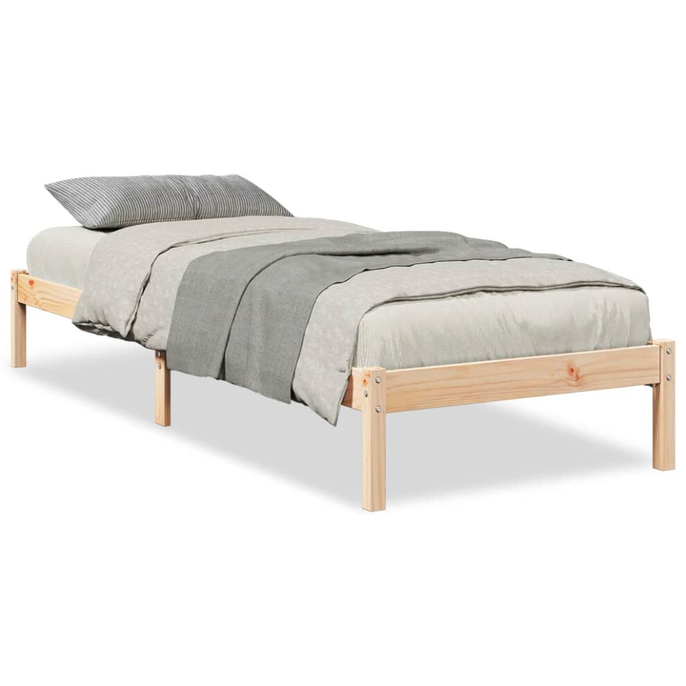 (natural, 80 x 220 cm) vidaXL Bed Frame Bedroom Wooden Bed Base Mattress Foundation Solid Pinewood