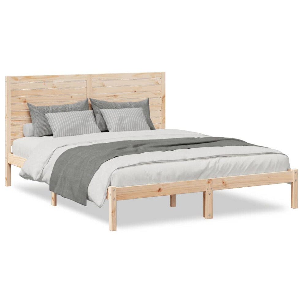 Vidaxl (Natural, 140 X 210 Cm) Bed Frame Bed Base Bedstead Bedroom Mattress Foundation Solid Wood