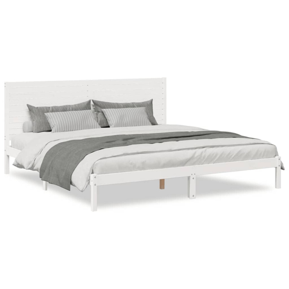 Vidaxl (White, 180 X 210 Cm) Bed Frame Bed Base Bedstead Bedroom Mattress Foundation Solid Wood
